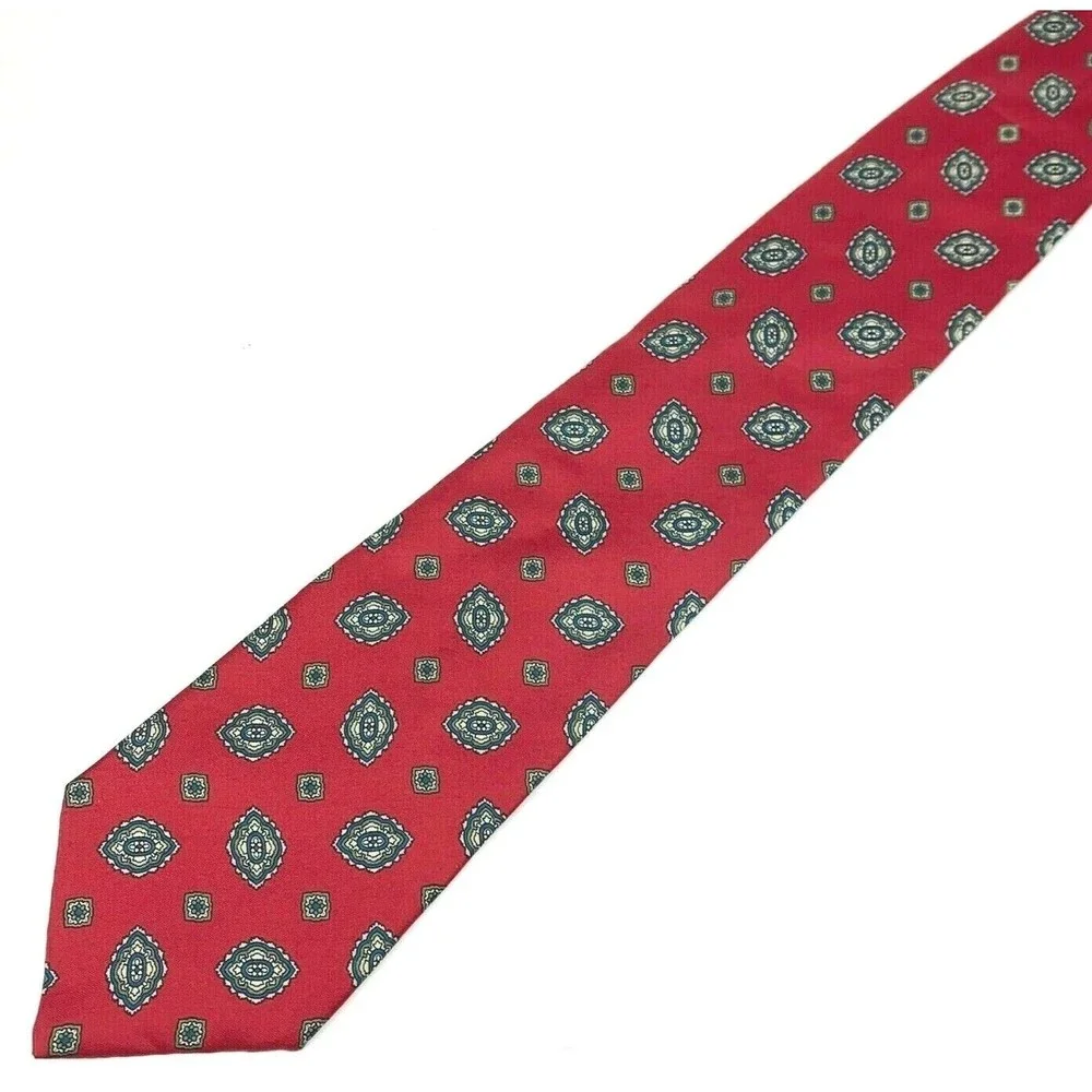 Keith Danials Tie Red 100% Silk Imported Fabric Woven Mens Necktie Made in USA